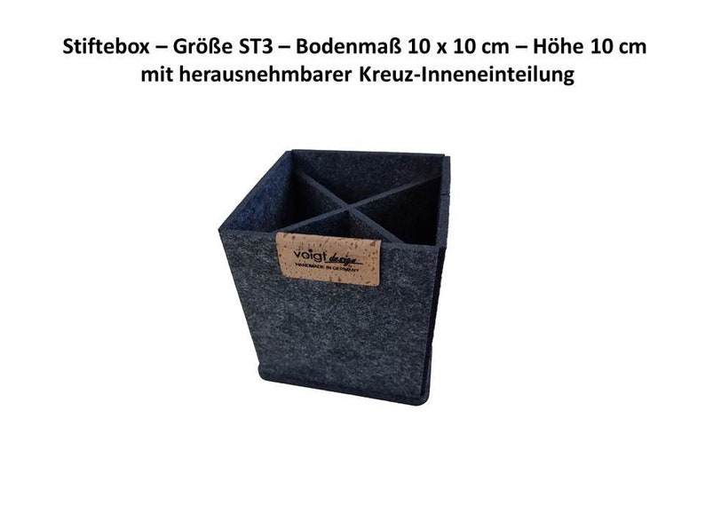 Stiftebox FILZ Modell ST Eckig Stiftehalter Stiftebecher Aufbewahrungsbox Ordnung Büro Schreibtischzubehör Made in GERMANY Bild 5