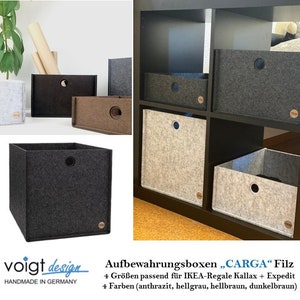 Aufbewahrungsboxen CARGA aus FILZ passend für Ikea Regale Kallax Expedit Büro Schrank Schreibtisch Ordnungsbox Filzkorb 4 Größen 4 Farben Bild 1