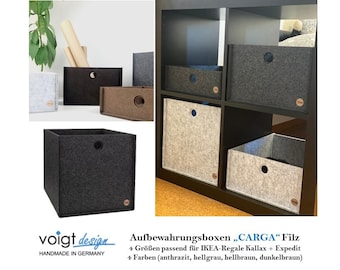 Aufbewahrungsboxen CARGA aus FILZ passend für Ikea Regale Kallax + Expedit Büro Schrank Schreibtisch Ordnungsbox Filzkorb 4 Größen 4 Farben