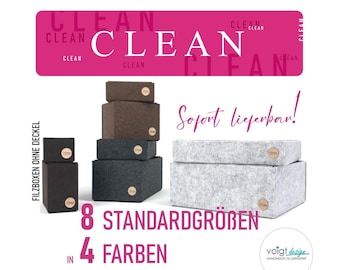 Filzbox CLEAN - 8 Größen - 4 Farben - Aufbewahrungsbox Ordnungsbox Schubladenbox Filzkorb Körbchen Filzkiste - ohne Deckel
