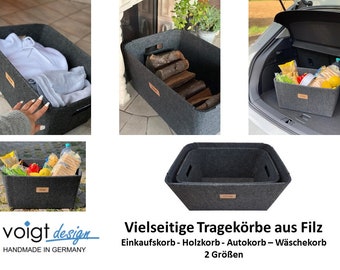 Tragekörbe FILZ Autokorb Holzkorb Einkaufskorb Kaminkorb Wäschekorb Transportkorb Sammelkorb Aufbewahrungsbox Filzkiste 2 Größen