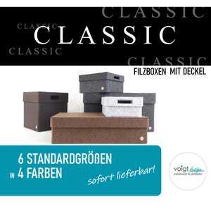 Filzbox mit Deckel - CLASSIC - 6 Größen - 4 Farben - Aufbewahrungsbox Filzkorb Ordnungskiste Filzschachtel - Wohnung Arbeitszimmer - Oekotex