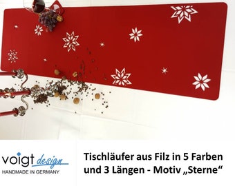 TISCHLÄUFER 45 cm Filz STERNE Weihnachten Tischband Deko 5 Farben 3 Längen - Made in GERMANY