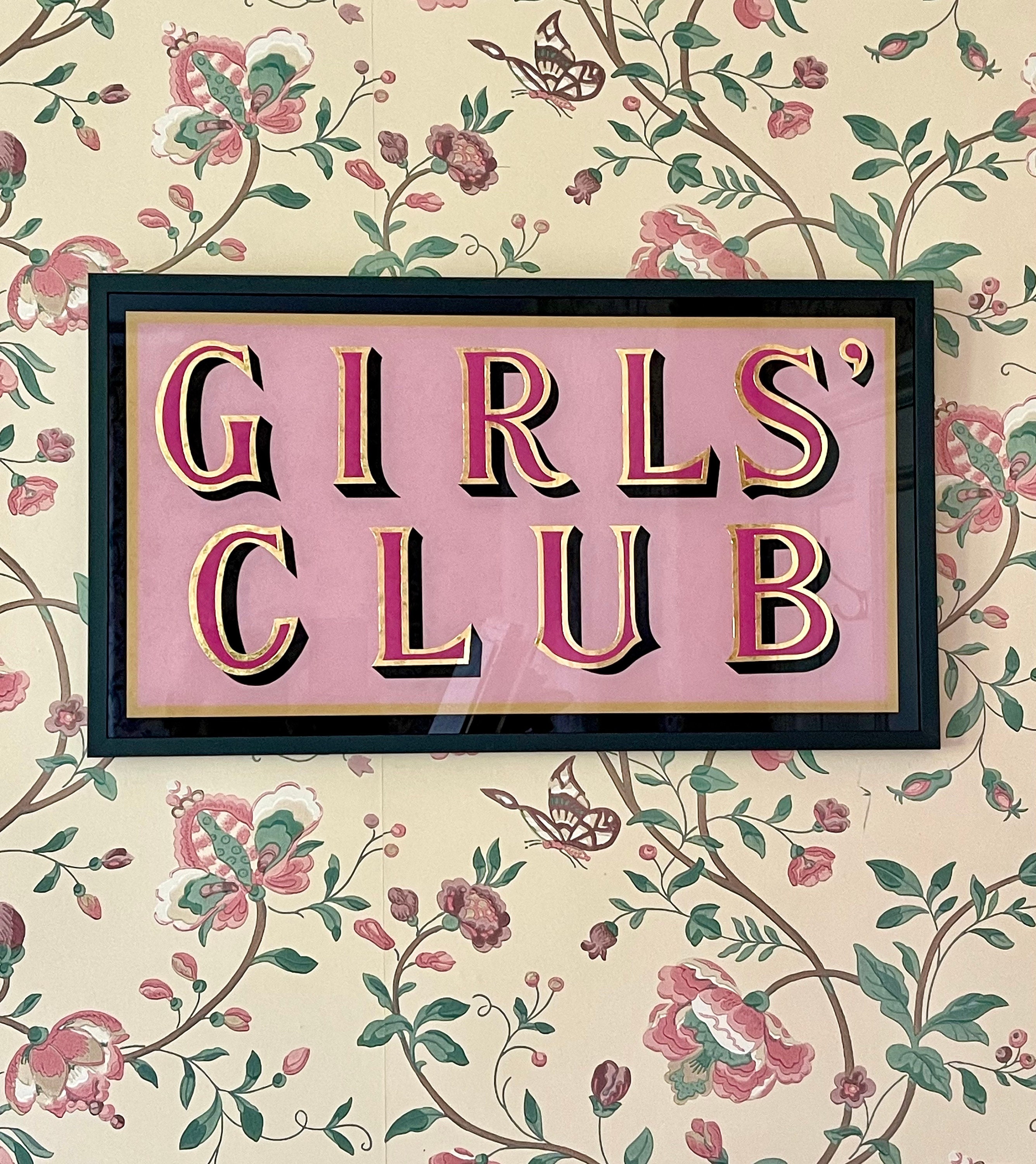 Hand Painted 'girl's Club' Glass Sign - 18ct Gold Leaf Accent - Etsy