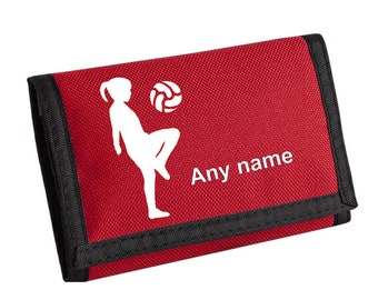 Girl Footballer Personalised Sports Wallet gift Women's Soccer Wallet  Card holder Coin purse great Gift