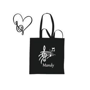 Individuelle Musik Themed Einkaufstasche Personalisierte Ideal für Schule & Unterricht Perfekt für Musikunterricht Bücher Tote für Musikliebhaber