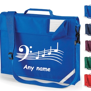 Cartable personnalisé clé de basse pour écoliers cartable universitaire avec bandoulière réglable et poignée de transport, cadeau pour musicien