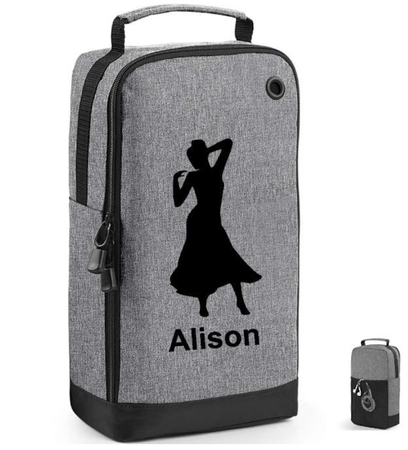 Dance shoe Bag Personalised Accessory kit bag Women's shoe bag ballroom dancing shoes gift for her Gray Marl