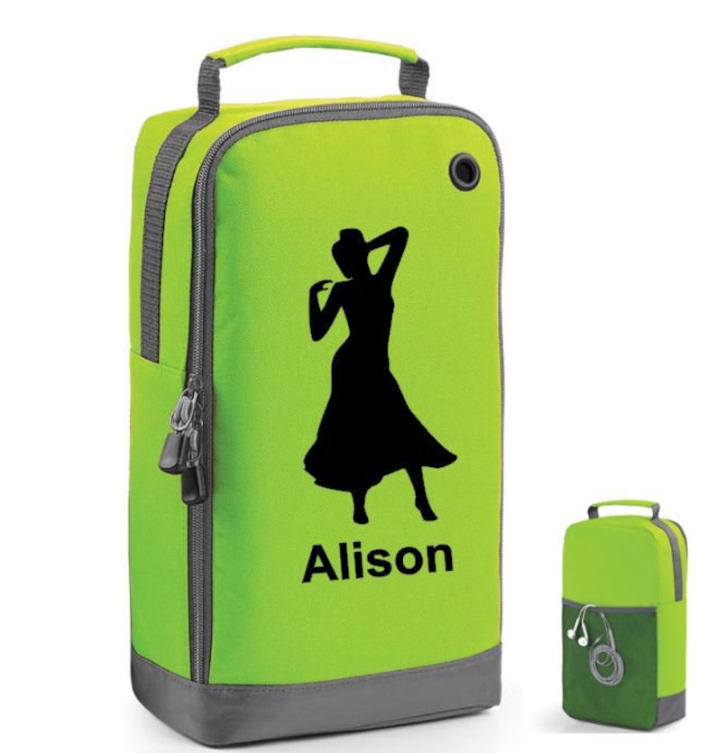 Dance shoe Bag Personalised Accessory kit bag Women's shoe bag ballroom dancing shoes gift for her Lime green