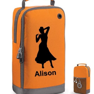Dance shoe Bag Personalised Accessory kit bag Women's shoe bag ballroom dancing shoes gift for her Orange