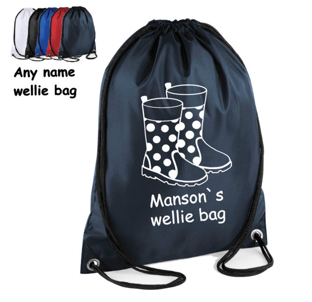 Drawstring Wellies Personalized Wellie Boot Drawstring Bag, Polyester Gym Sack - Etsy