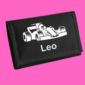 Cartera de coche de carreras personalizada, regalo de coche de carreras, cartera de regalo deportiva de F1, monedero de viaje, tarjetero, bolsillo para monedas, regalo personalizado de coche de F1