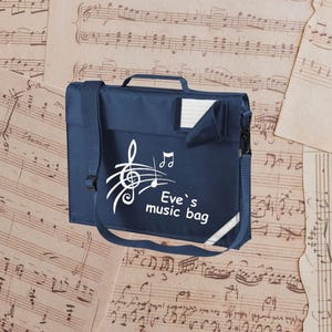 Sac cadeau personnalisé pour livre de musique élégant et durable avec sangle et poignée supérieure Nom/texte personnalisés Cadeau idéal pour les étudiants musiciens