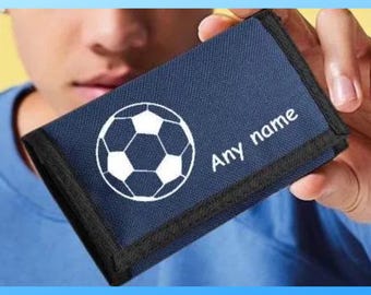 Personalised Football ball Wallet gift for a Football Fan Customized with Name or text a Perfect Gift for Him & Her 3 fold Ripper wallet