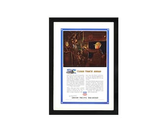 1943, Union Pacific Railroad, Locomotive, Engineer, Print Ad