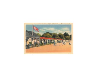Lawn Bowling Mirror Lake Park St Petersburg Florida: Vintage Linen Postcard Souvenir