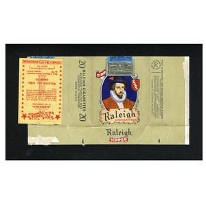 1940s, Raleigh, Cigarettes, Tipped, Soft Pack, Wrapper, Brown & Williamson Tobacco Company