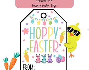 Hoppy Easter Tags, Easter Tags, Party Favor Tags, Easter Party Tags, Easter Favor Tags, Classroom Party Favors, Printable Gift Tags