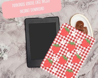 Strawberry Kindle Insert | Cute E-Reader Decor (Digital Download)
