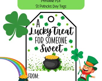 St. Patrick&#39;s Day Tags, Party Favor Tags, Classroom Tags, Classroom Party Favor, Printable Gift Tags