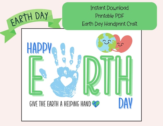 Earth Day Handprint Craft, Earth Day Printable (Digital Download)