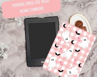 Ghost Kindle Case Insert | Pink Plaid E-Reader Decor (Digital Download)