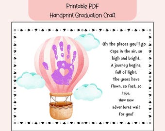Hot Air Balloon Handprint Art, Graduation Keepsake (Printable PDF)