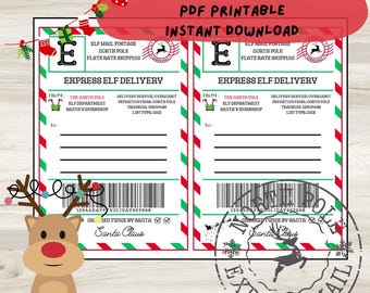 Printable Elf Shipping Label, North Pole Shipping, Elf Printable, Shipping Label From Santa, Shipping Label From Elf