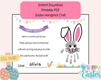 Bunny Handprint, Easter Craft, Preschool Craft, Handprint Craft, Daycare Craft, Kids Keepsake, Easter Handprint, Handprint Poem
