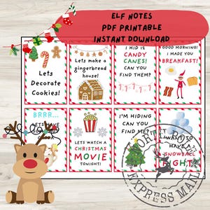 Elf Notes, Printable Elf Notes, 32 Mini Elf Notes, Christmas Elf Notes, Printable Elf Notecards