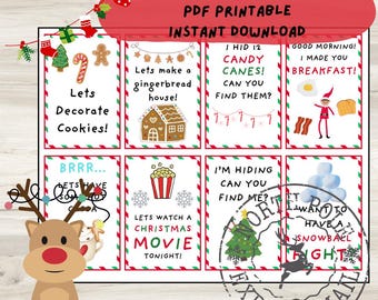 Elf Notes, Printable Elf Notes, 32 Mini Elf Notes, Christmas Elf Notes, Printable Elf Notecards