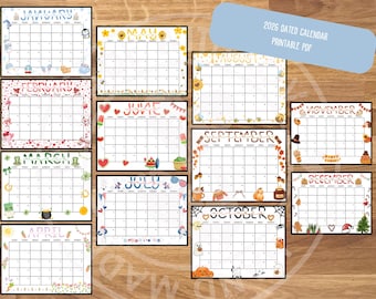 2026 Calendar Printable, Monthly Planner (Digital Download)