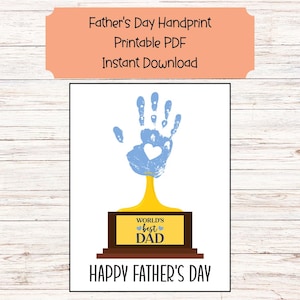 Father's Day Handprint, Handprint Craft, Handprint Keepsake, Printable Father's Day Gift From Kid, Best Dad Gift, Unique Gift for Dad