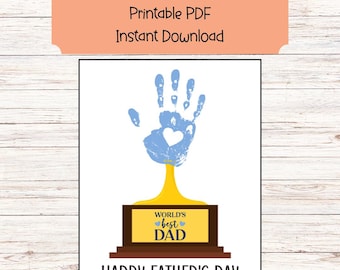 Father's Day Handprint Trophy Keepsake, Gift for Dad (Printable PDF)