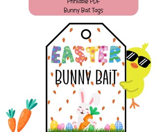 Bunny Bait Easter Tags, Printable Party Favor (PDF)