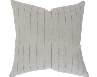Grey/Beige Textured Striped Pillow -  Designer- Modern Farmhouse Pillow-Coastal pillow-Neutral throw pillow