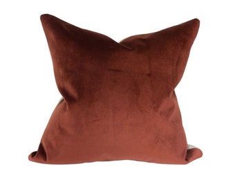 Burgundy Velvet Pillow - Lumbar, 20x20 and 22x22 inches- Schumacher Designer Throw Pillow