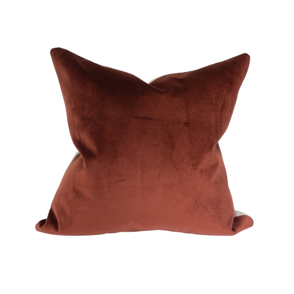 Burgundy Velvet Pillow - Lumbar, 20x20 and 22x22 inches- Schumacher Designer Throw Pillow