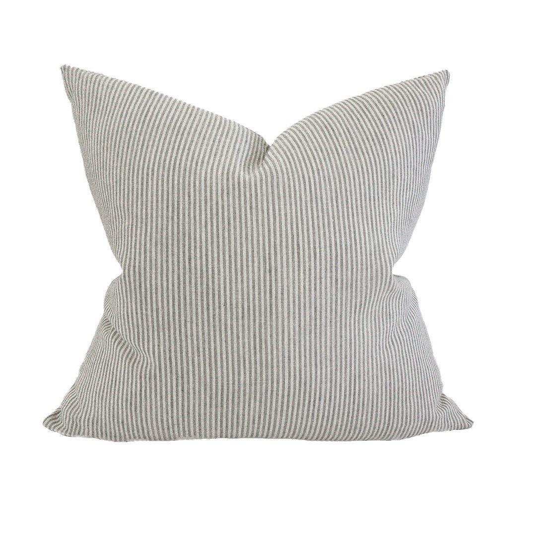 Black Ticking / Stripe Pillow Lumbar, 20x20 Inches and 22x22 Inches