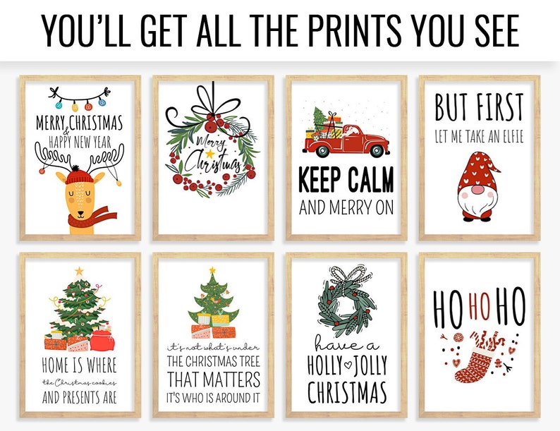 Christmas Printable Wall Art Set Christmas Wall Art Printable Etsy