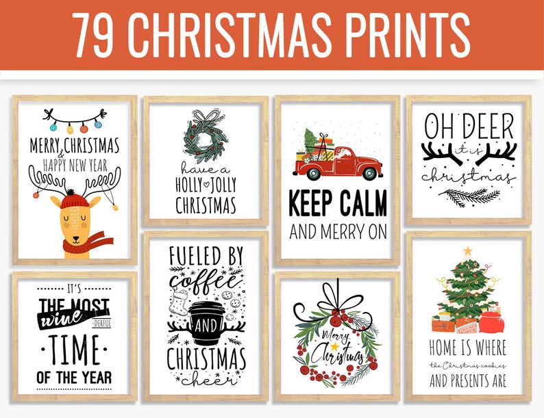 Christmas Printable Wall Art Set Christmas Wall Art Printable Etsy