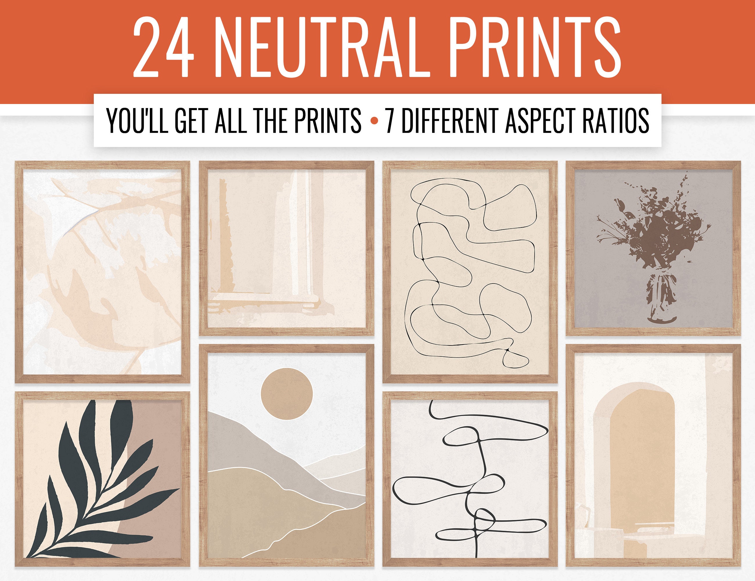 Neutral Wall Art Set of Prints Living Room Wall Decor Modern Etsy
