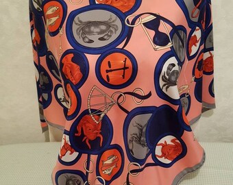 Free post Authentic Marelli silk scarf M 2853 33x34