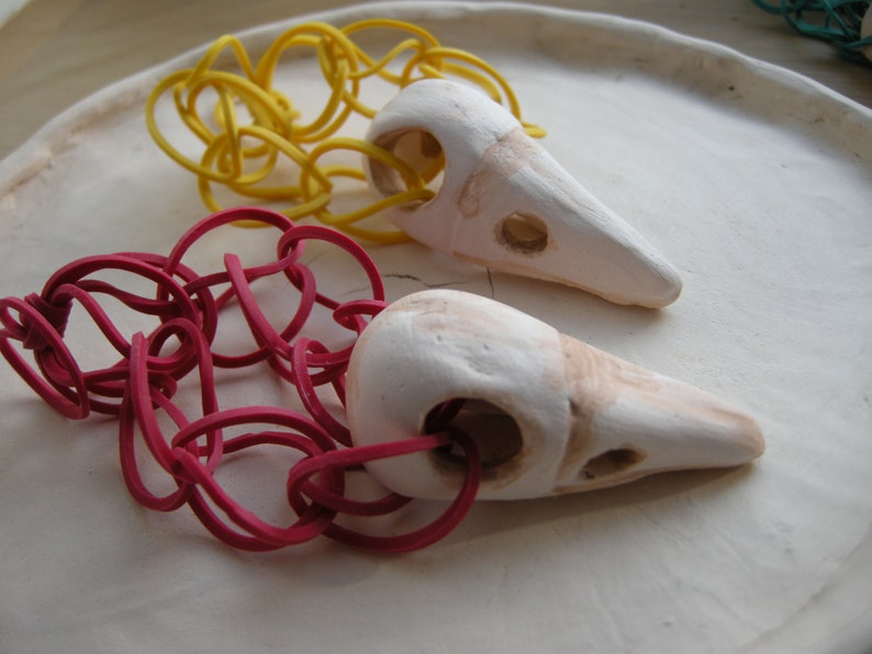 Gothic crow jewellery Ceramic bracelet Raven skull