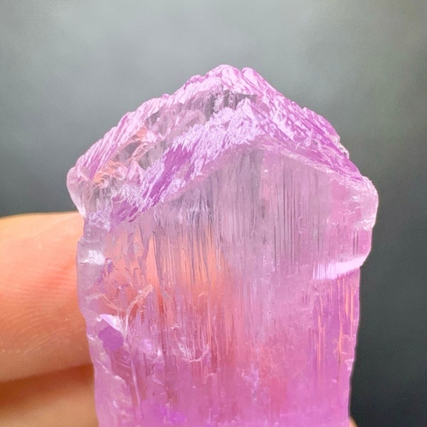 Natural Pink Colour Rare Mountain Shape Fluorescent Double Termination Kunzite Crystal from Afghanistan Mine, 24 Grams