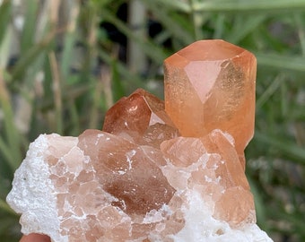 Stunning Golden Colour Transparent Topaz Crystal on Matrix Specimen from Skardu Mine, Topaz Specimen, Golden Topaz Cluster. 90  Grams