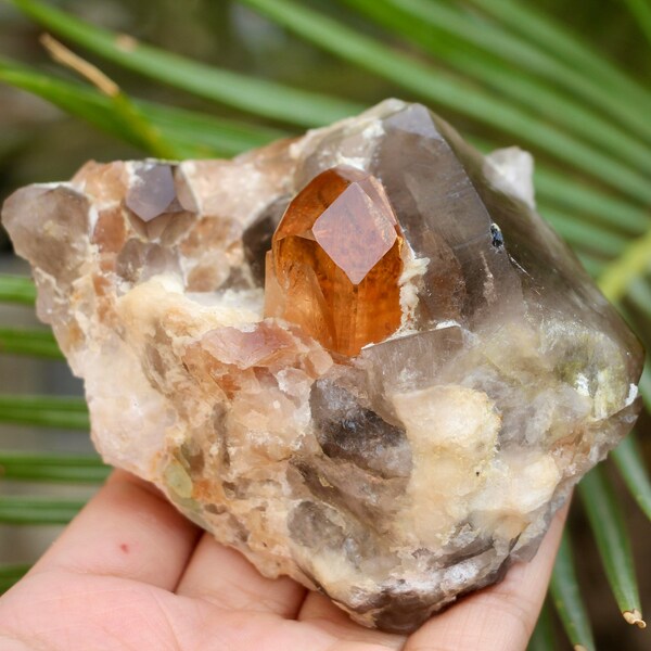 Rich Golden Colour Topaz with Quartz Specimen, Topaz Crystal, Golden Topaz Specimen, Honey Topaz, Quartz Specimen/ 282 Grams