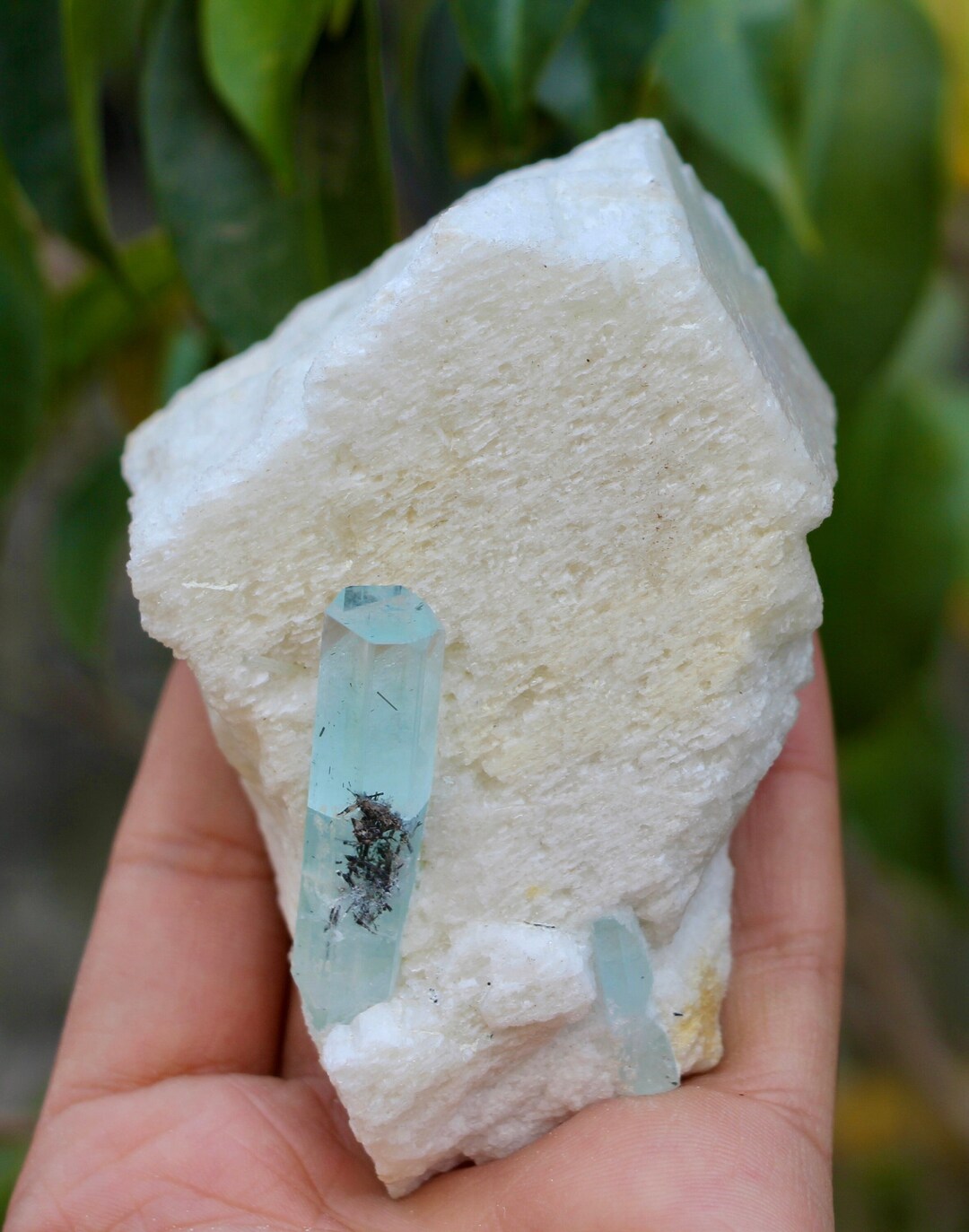 Natural Sky Blue Aquamarine With Feldspar Specimen , Aquamarine