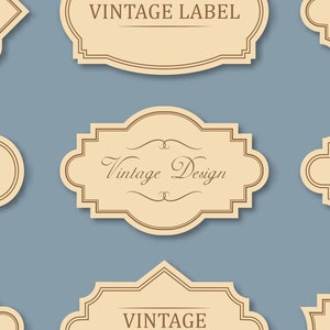 100 pcs. VINTAGE LABEL STICKERS, Vintage Label Decals, Custom Text Logo Name Labels, Personalized Vintage Label