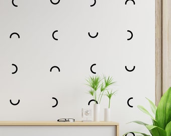 Moon Wall Decals - Modern Half Circle Wall Stickers, Boho Nursery Decor, Kids Room Wall Art Moons, Scandinavian Home Decor